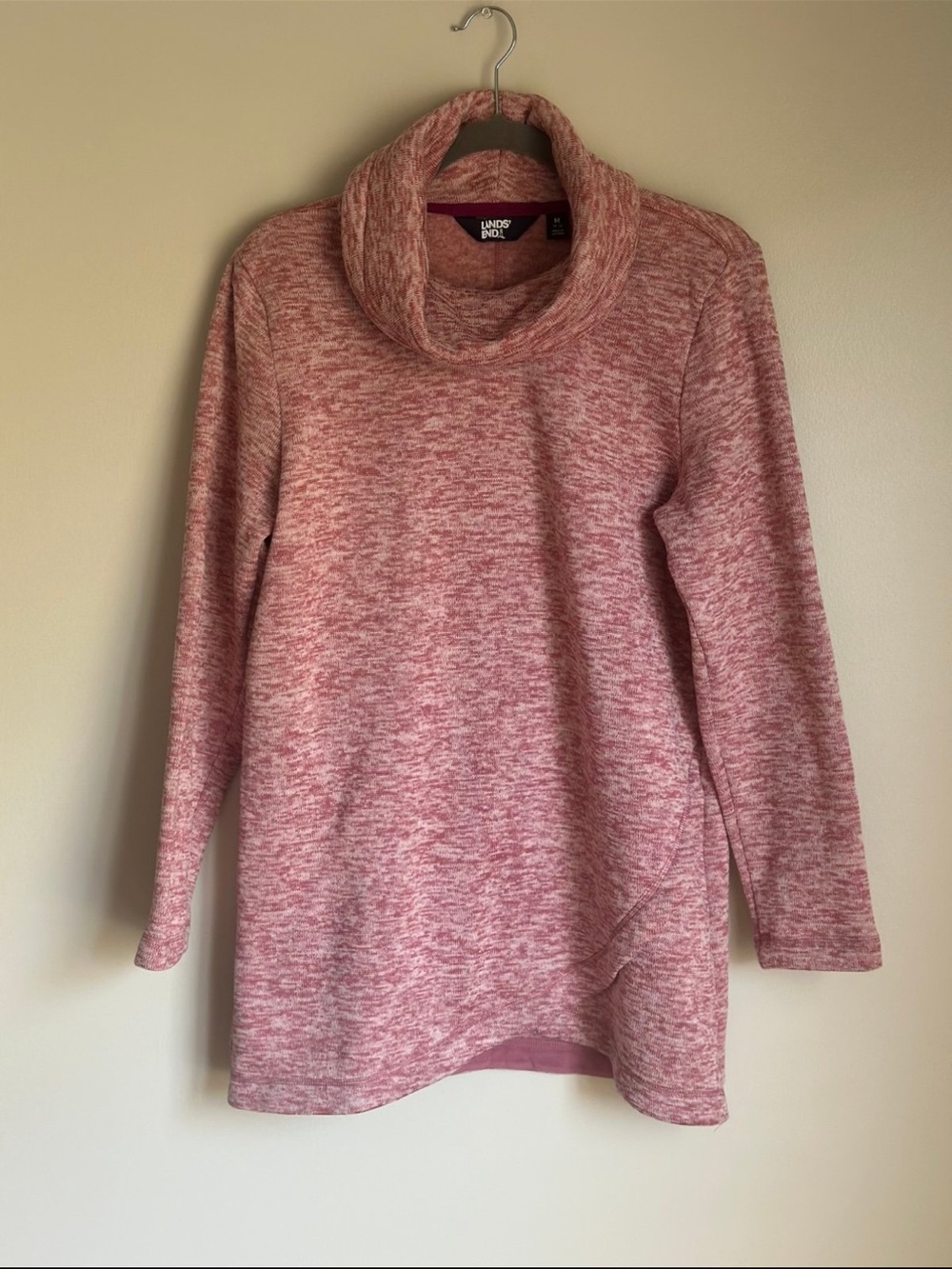 Lands End cowl neck tunic long sweater fleece M